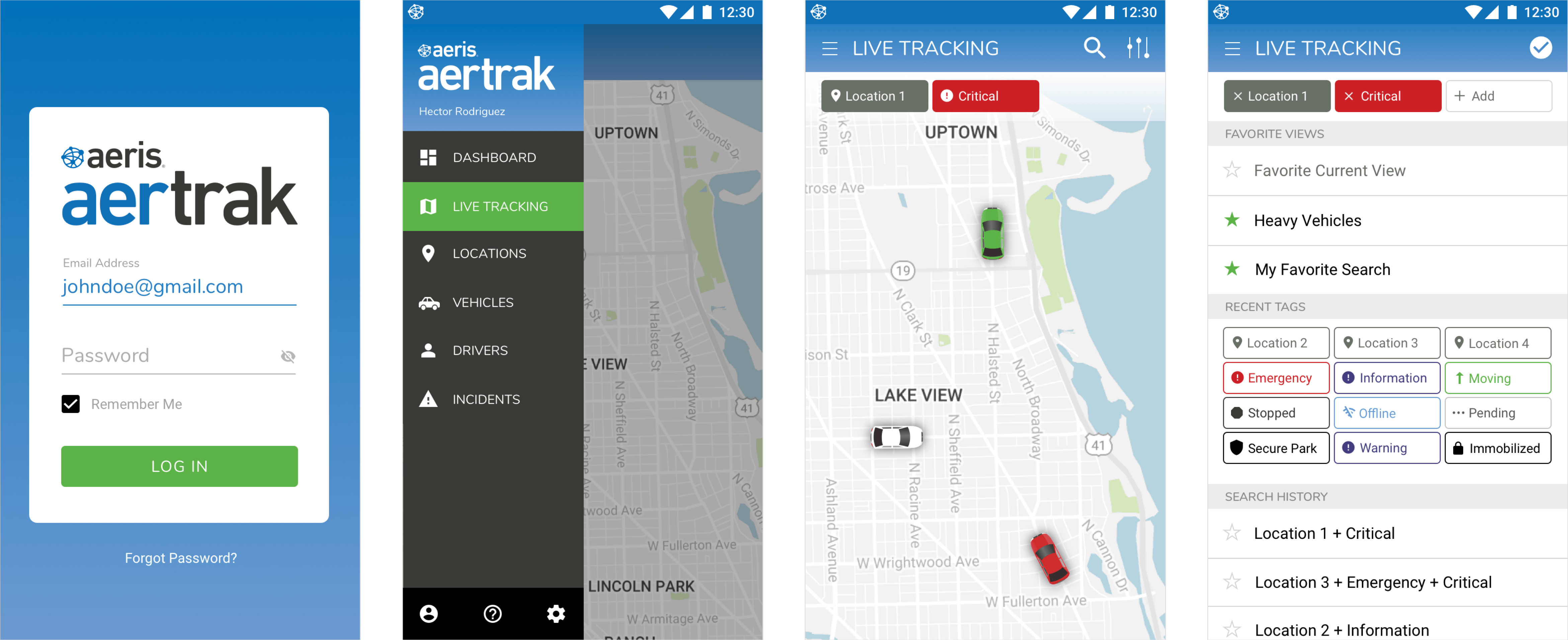 Aertrak mobile app